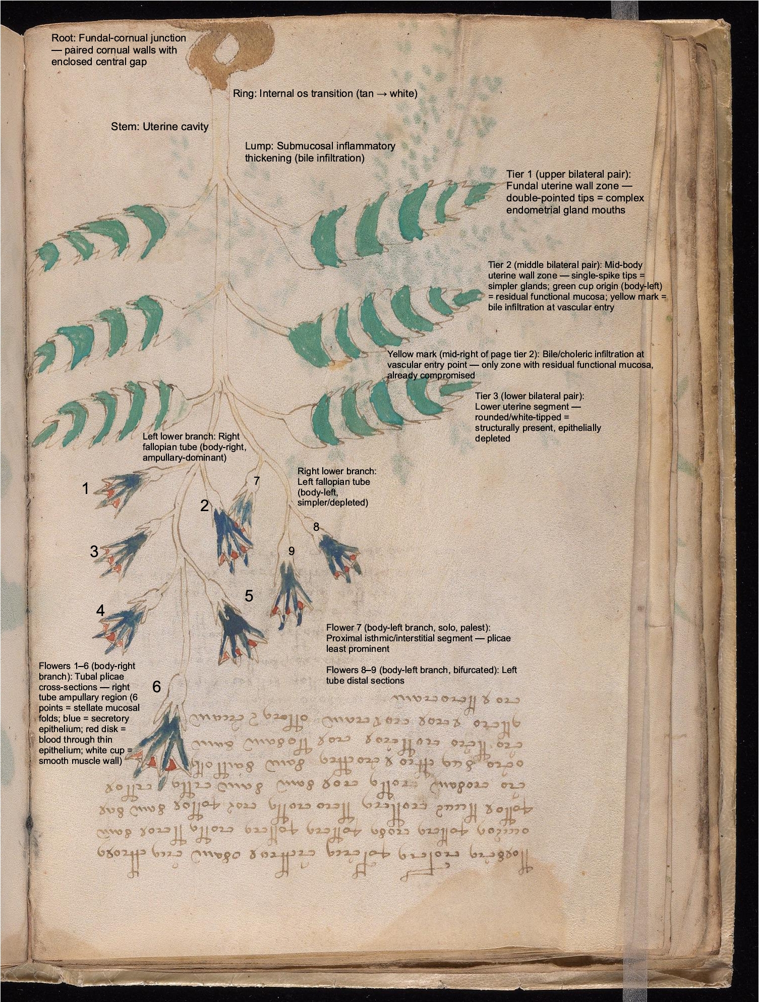 Labelled diagram of Folio 21v